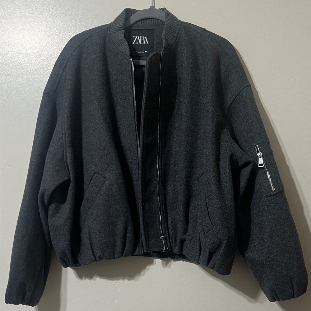 Zara Charcoal Bomber Jacket
